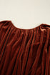Luxe Velvet V Neck Bishop Sleeve Empire Waist Flared Mini Dress